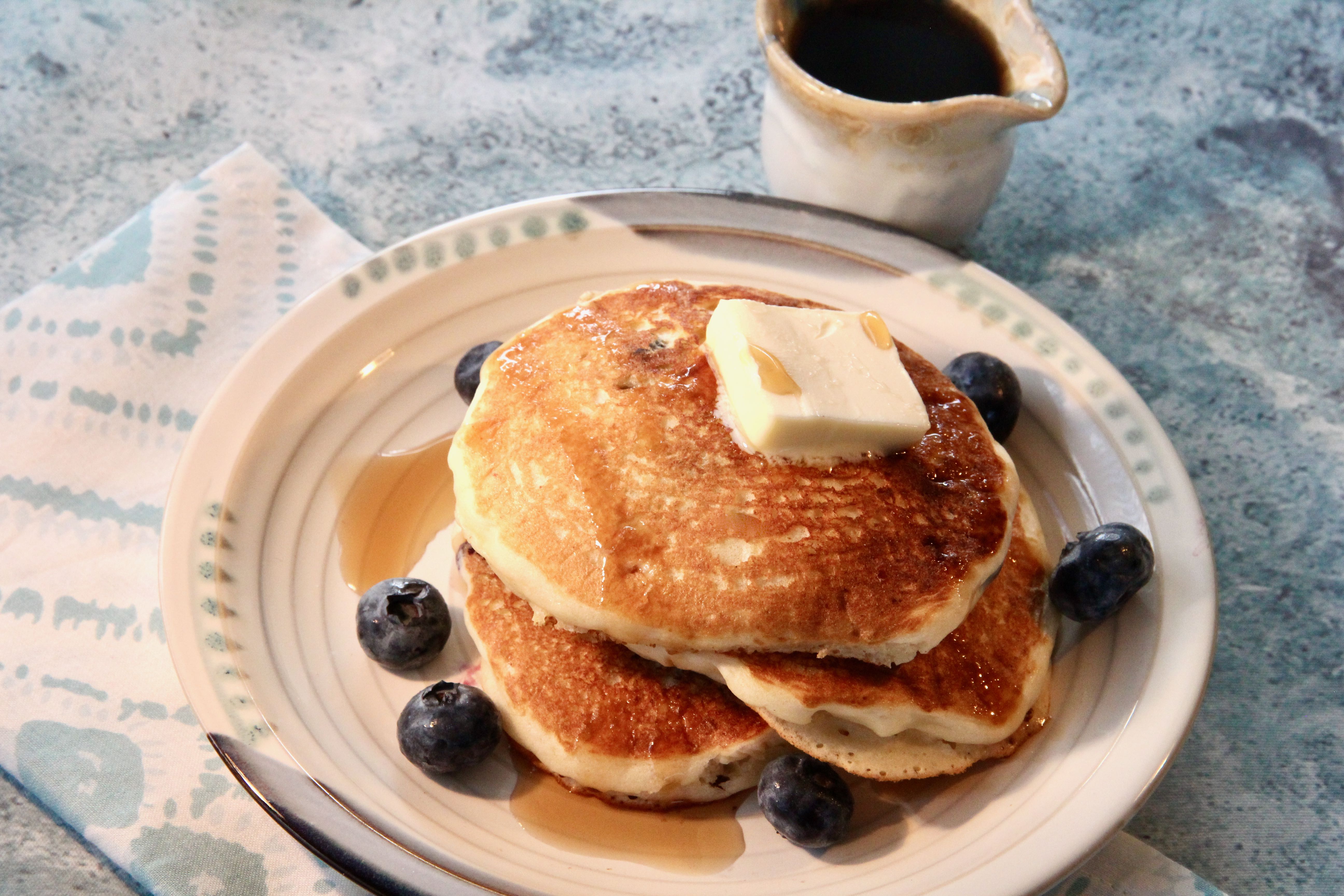 Greek Yogurt Blueberry-Lemon Pancakes