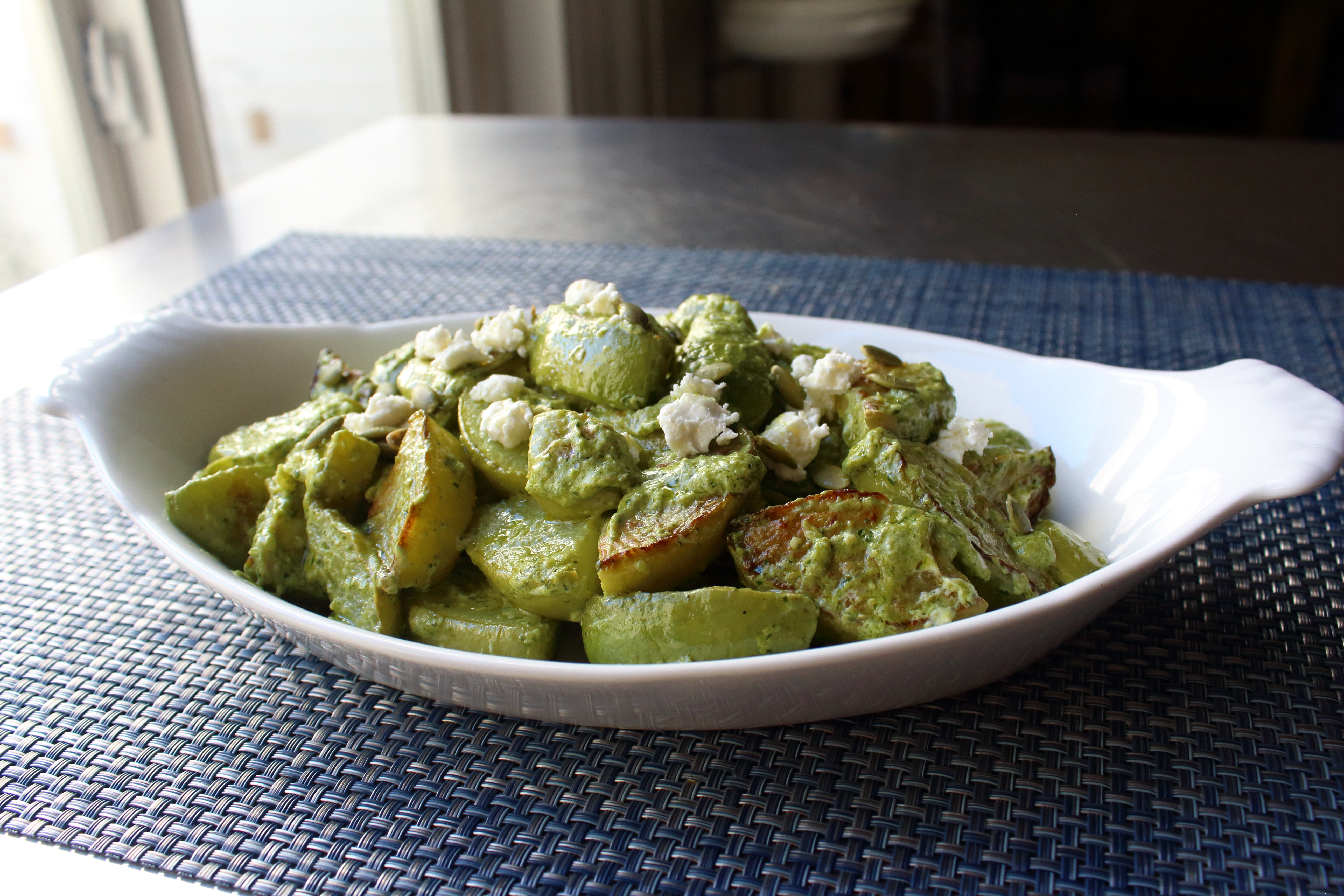 Green Chile Pesto with Roasted Chayote Squash