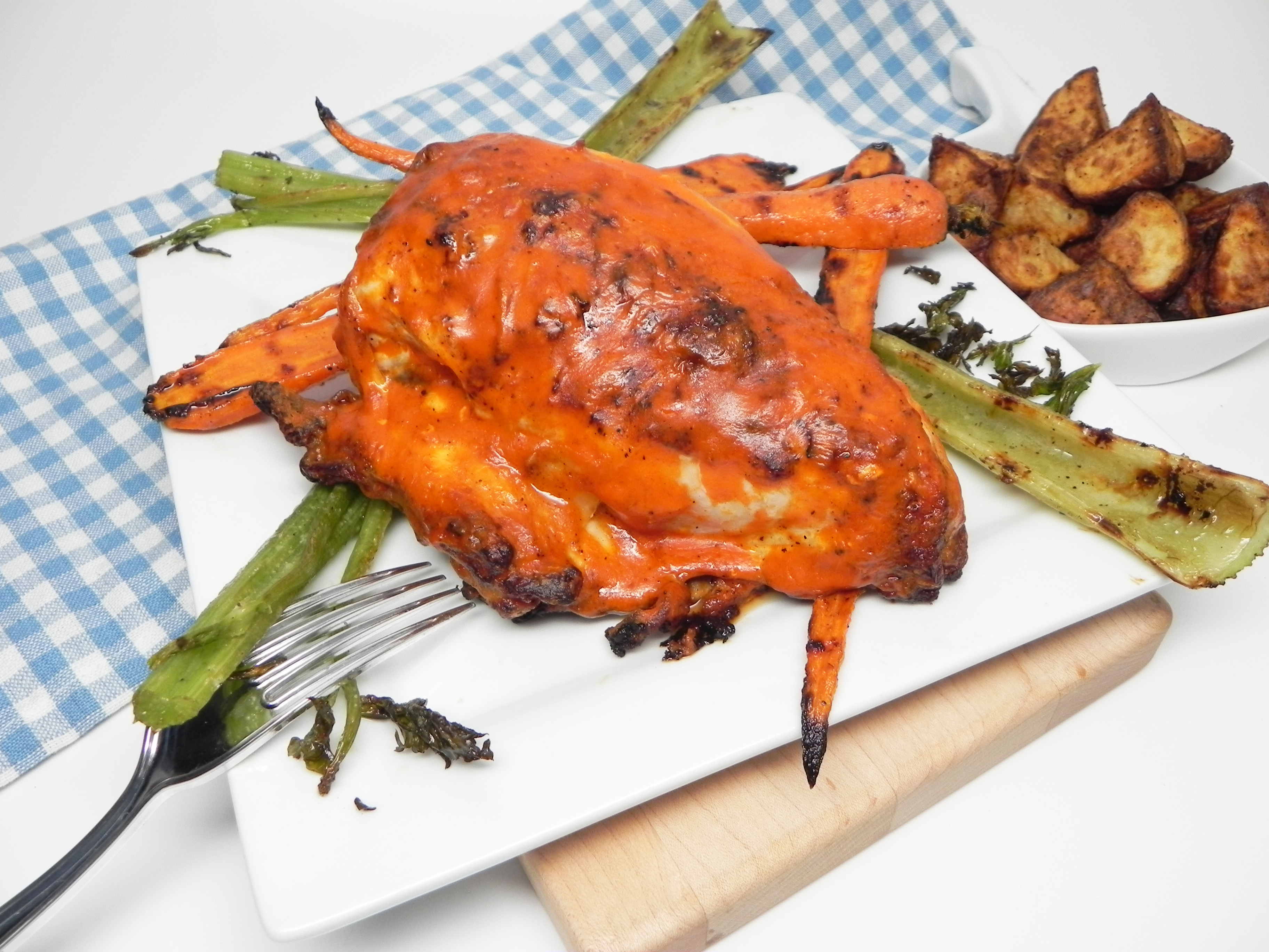 Grilled Buffalo Chicken Breast with Ranch Carrots and Celery