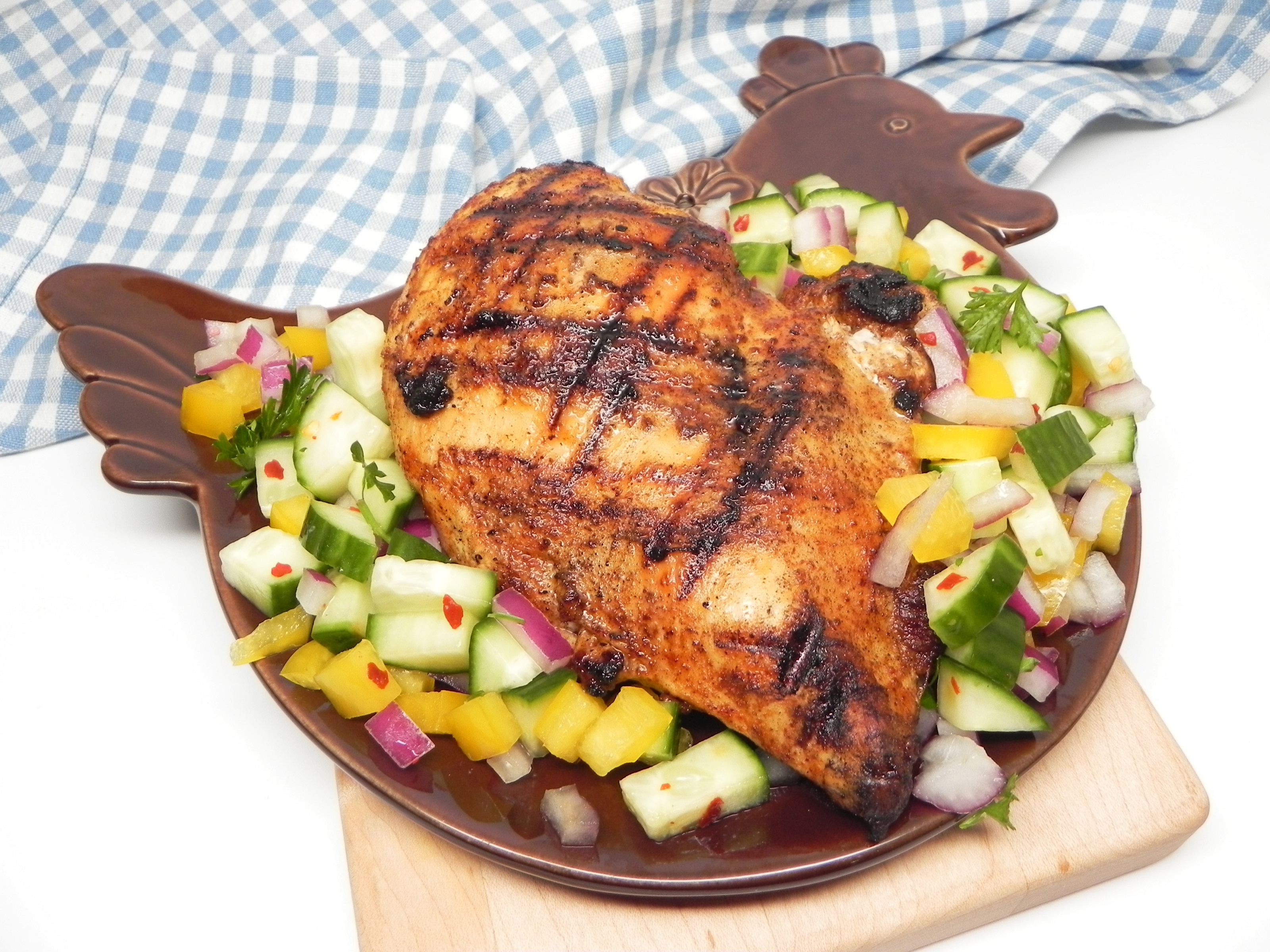 Grilled Chicken Breast with Cucumber and Pepper Relish