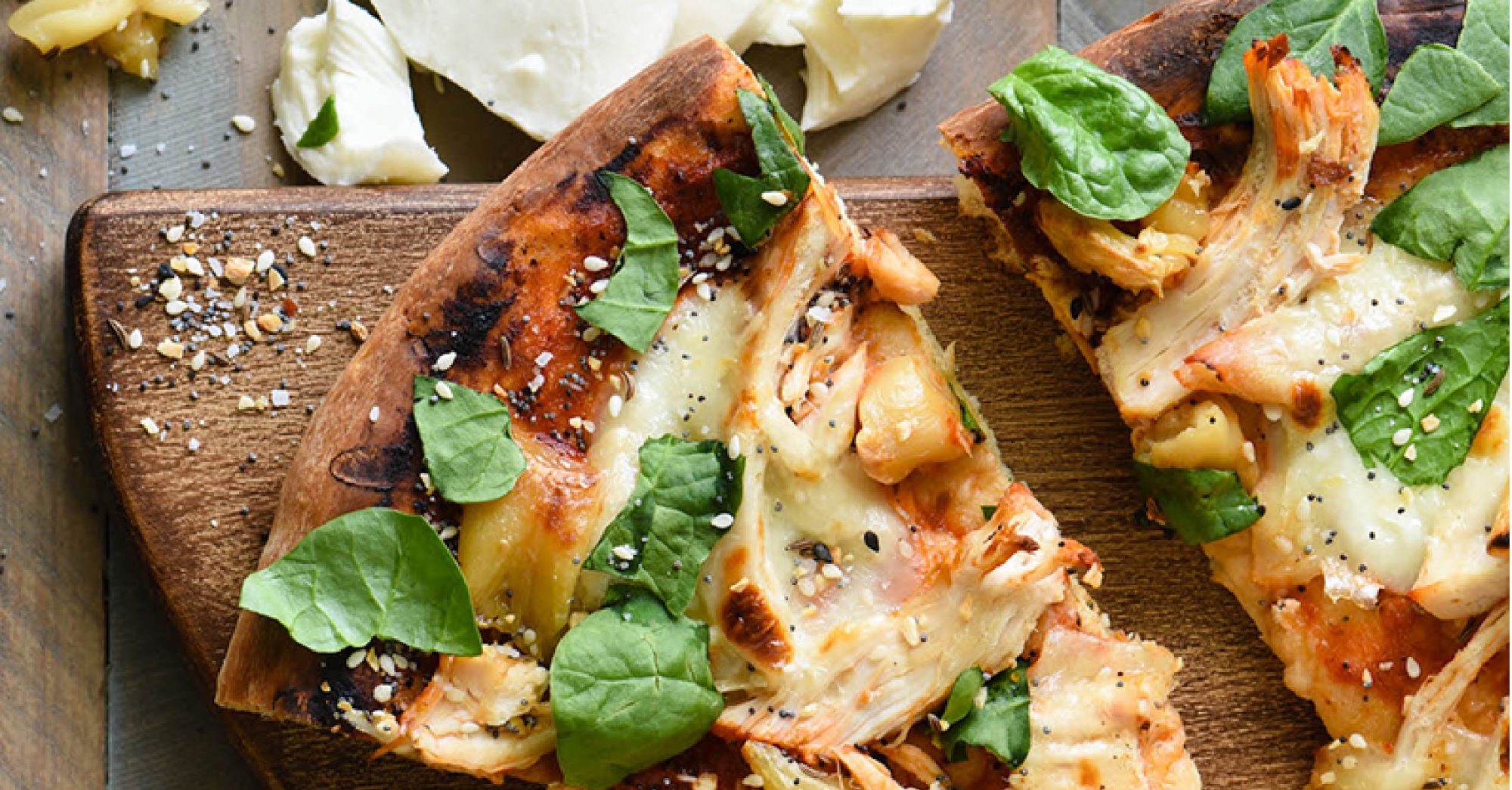 Grilled Chicken Pizza with Mozzarella and Roasted Garlic