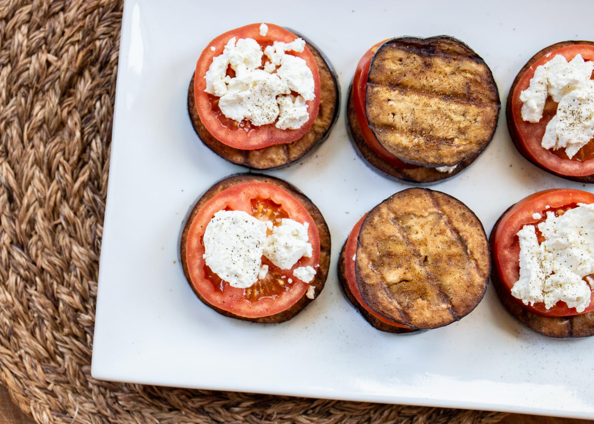 Grilled Eggplant, Tomato and Goat Cheese