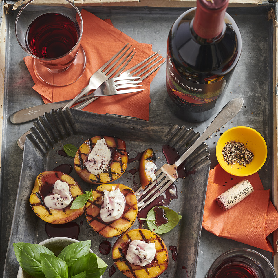 Grilled Nectarines with Goat Cheese