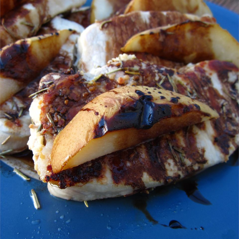 Grilled Pork Chops with Balsamic Caramelized Pears