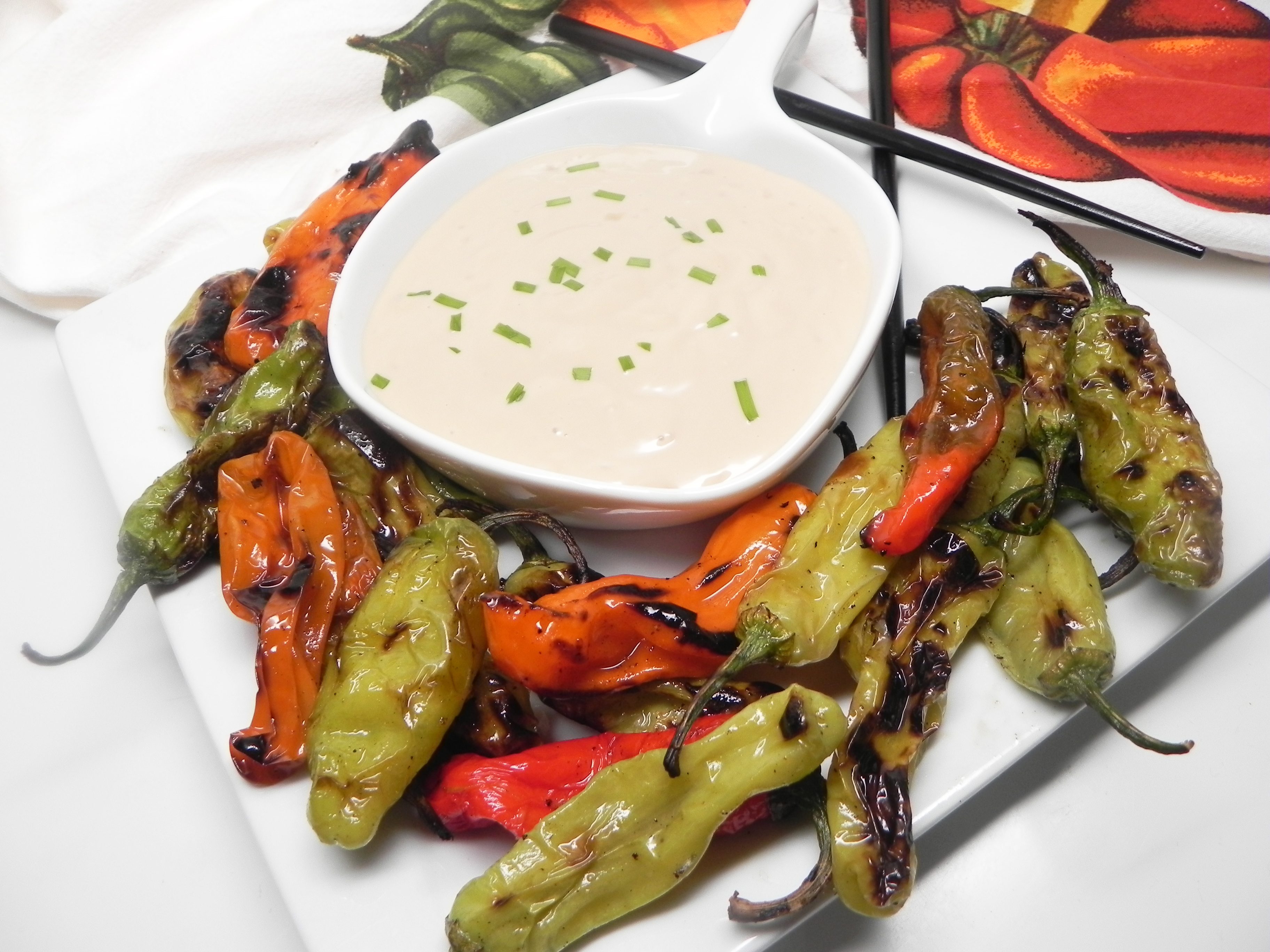 Grilled Shishito Peppers with Soy Aioli