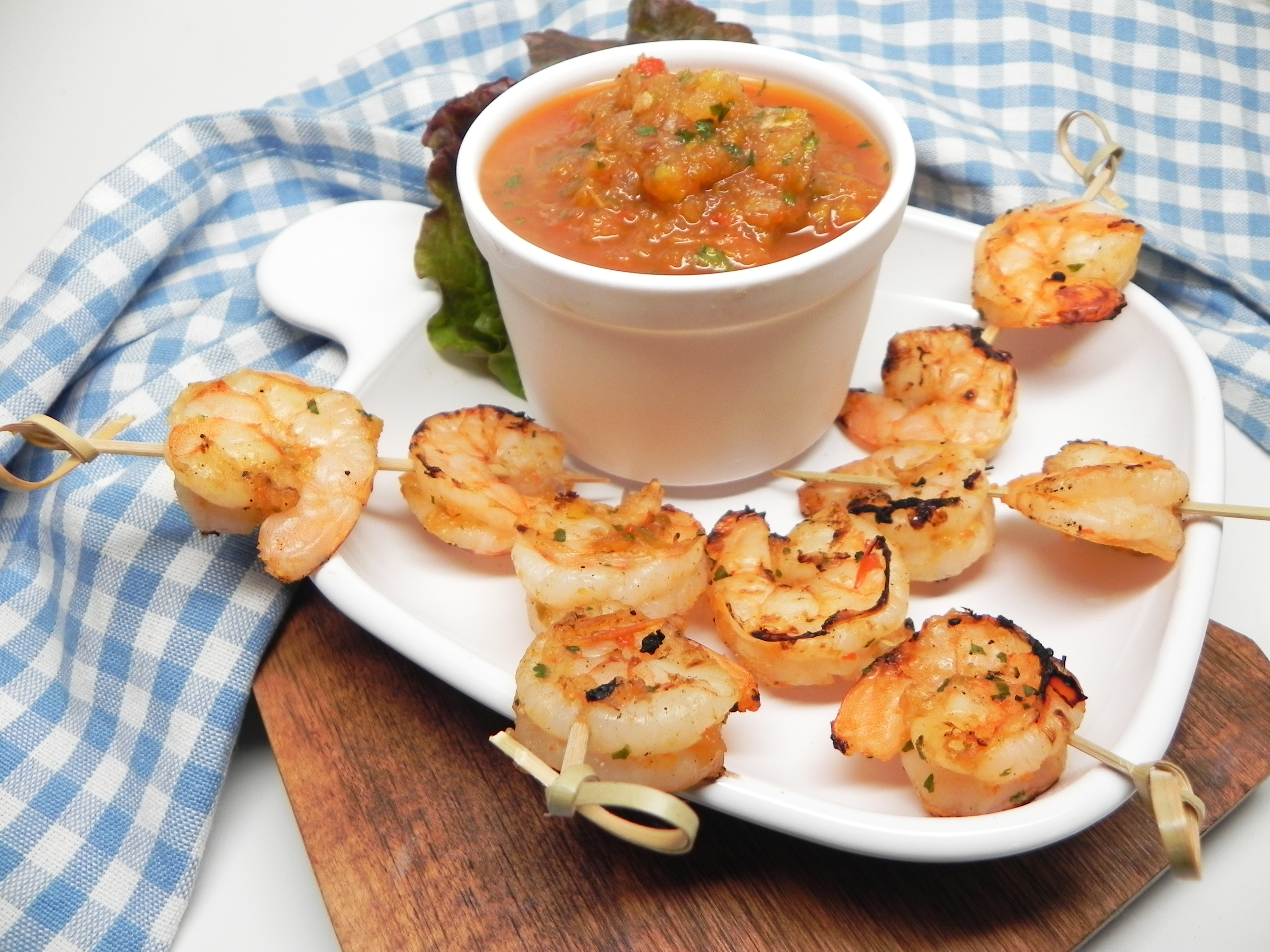 Grilled Shrimp Kabobs and Dipping Sauce
