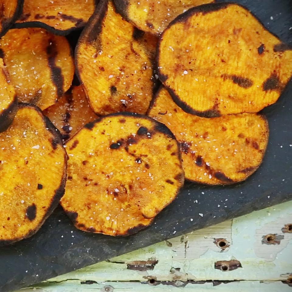 Grilled Spicy Sweet Potato Chips