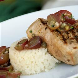 Grilled Tuna Steaks with Grape and Caper Salsa