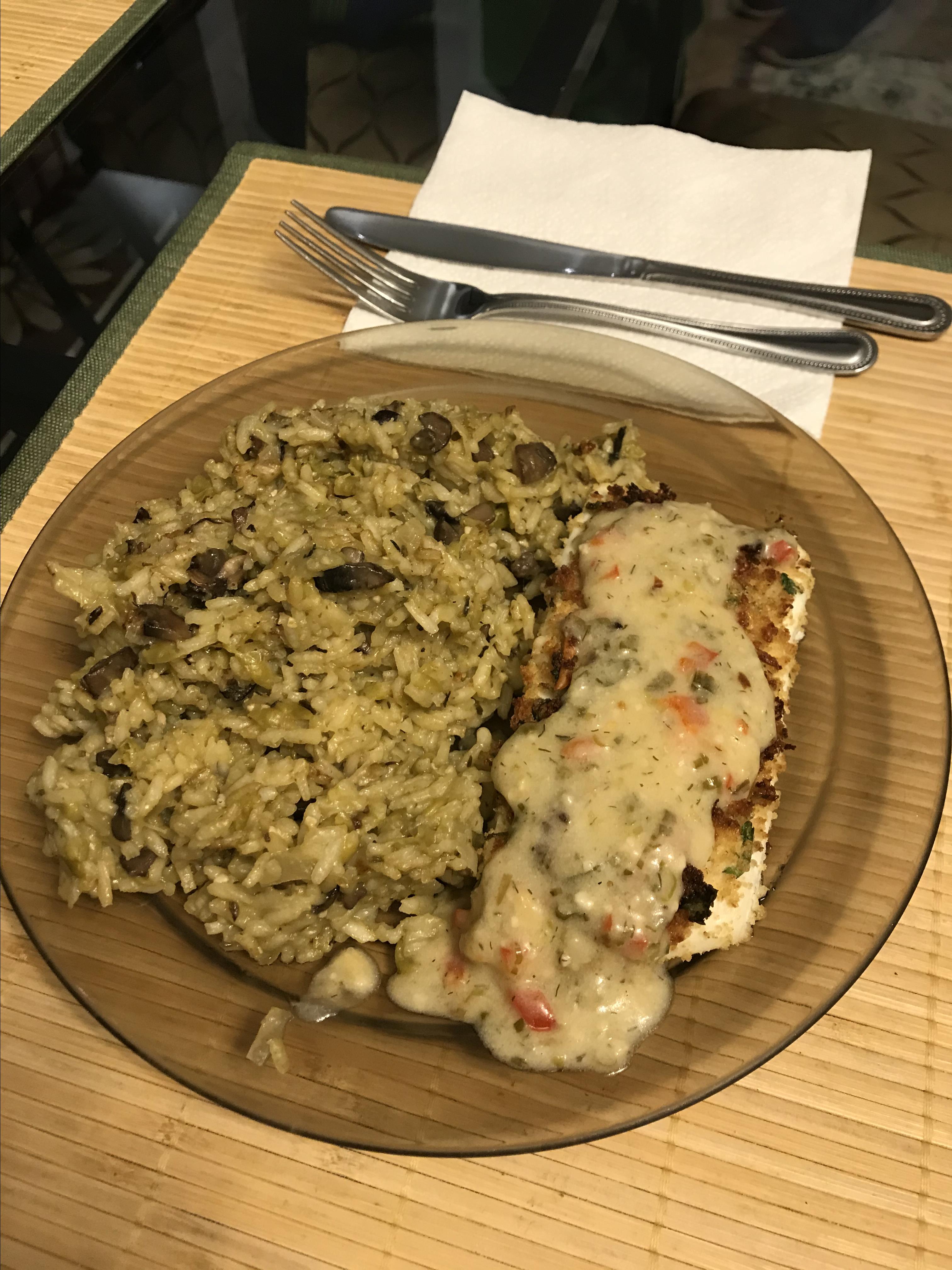 Halibut with Creamy Garlic and Herb Sauce