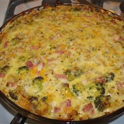 Ham and Broccoli Quiche with Hash Brown Crust