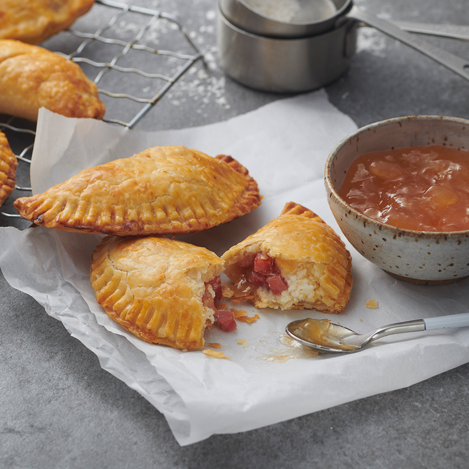 Ham Hand Pies with Apple Jam and Goat Cheese