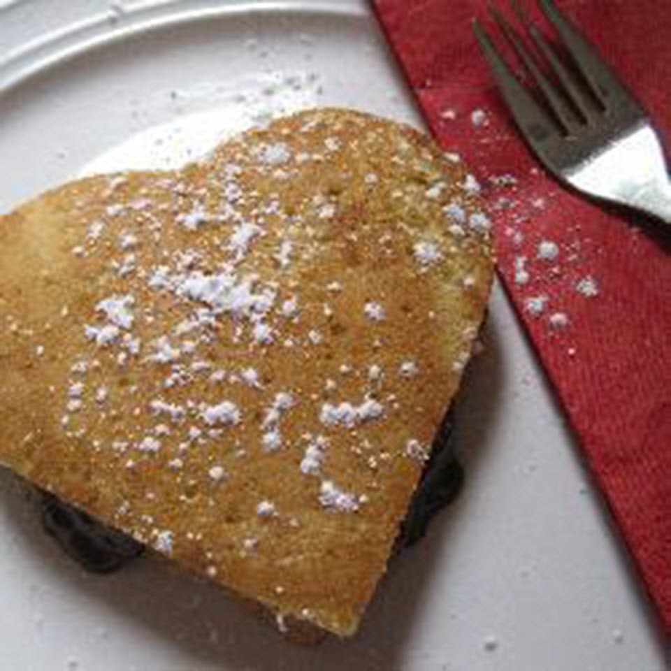 Heart-Shaped Pancakes with Chocolate