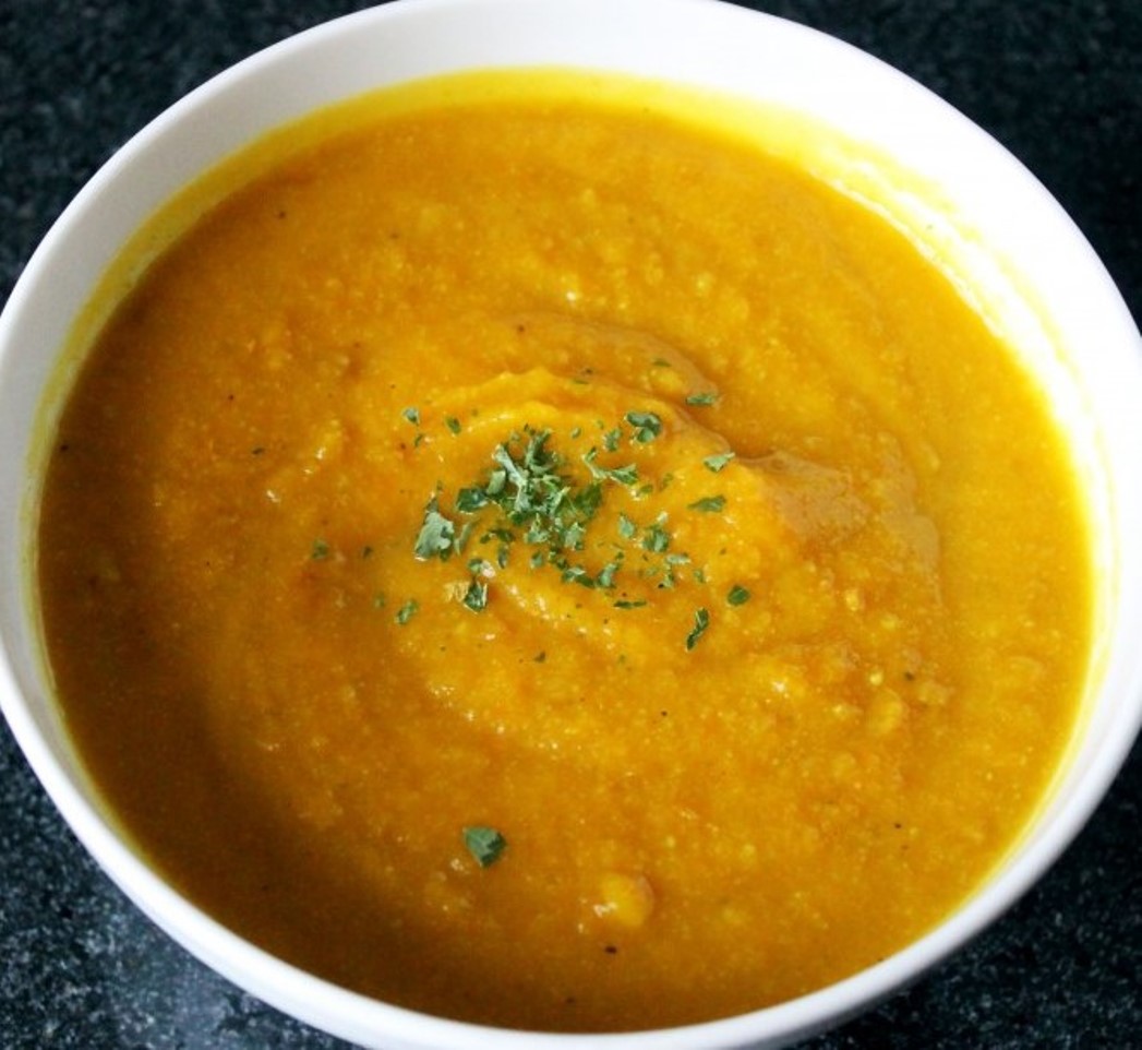 Instant Pot® Curried Cheesy Cauliflower-Squash Soup