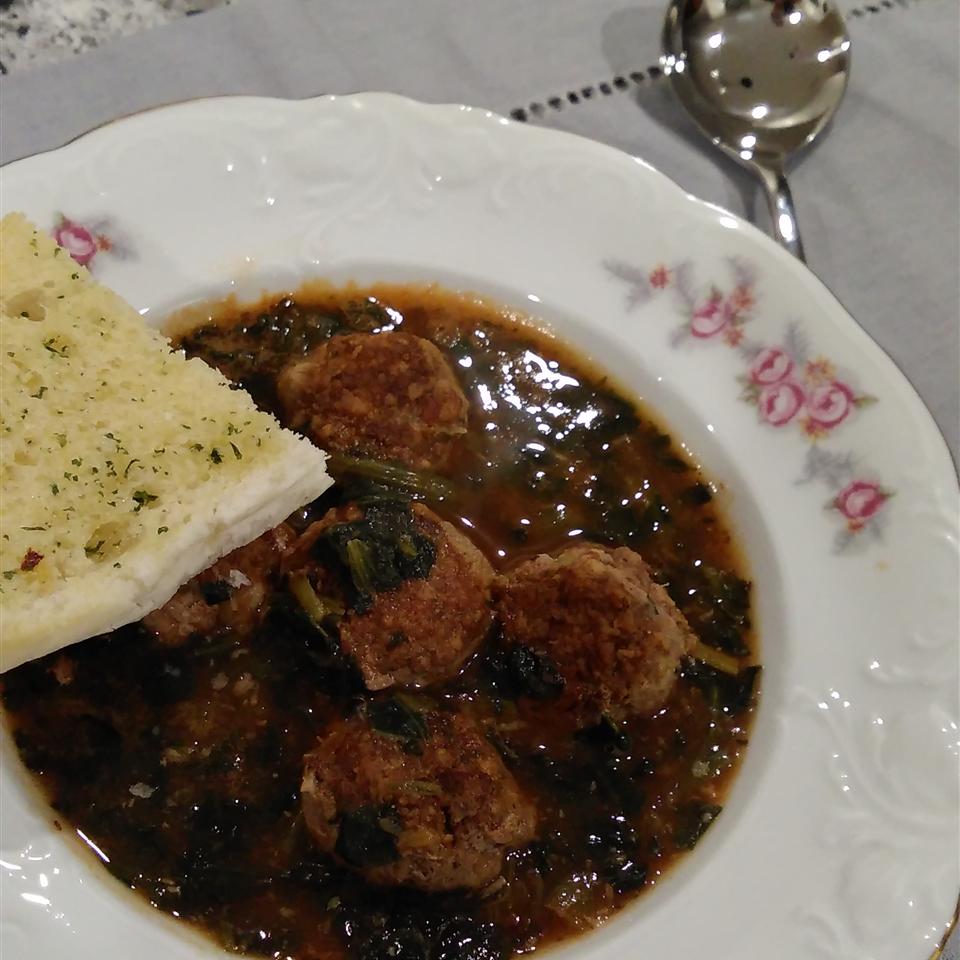 Italian Spinach Soup with Meatballs
