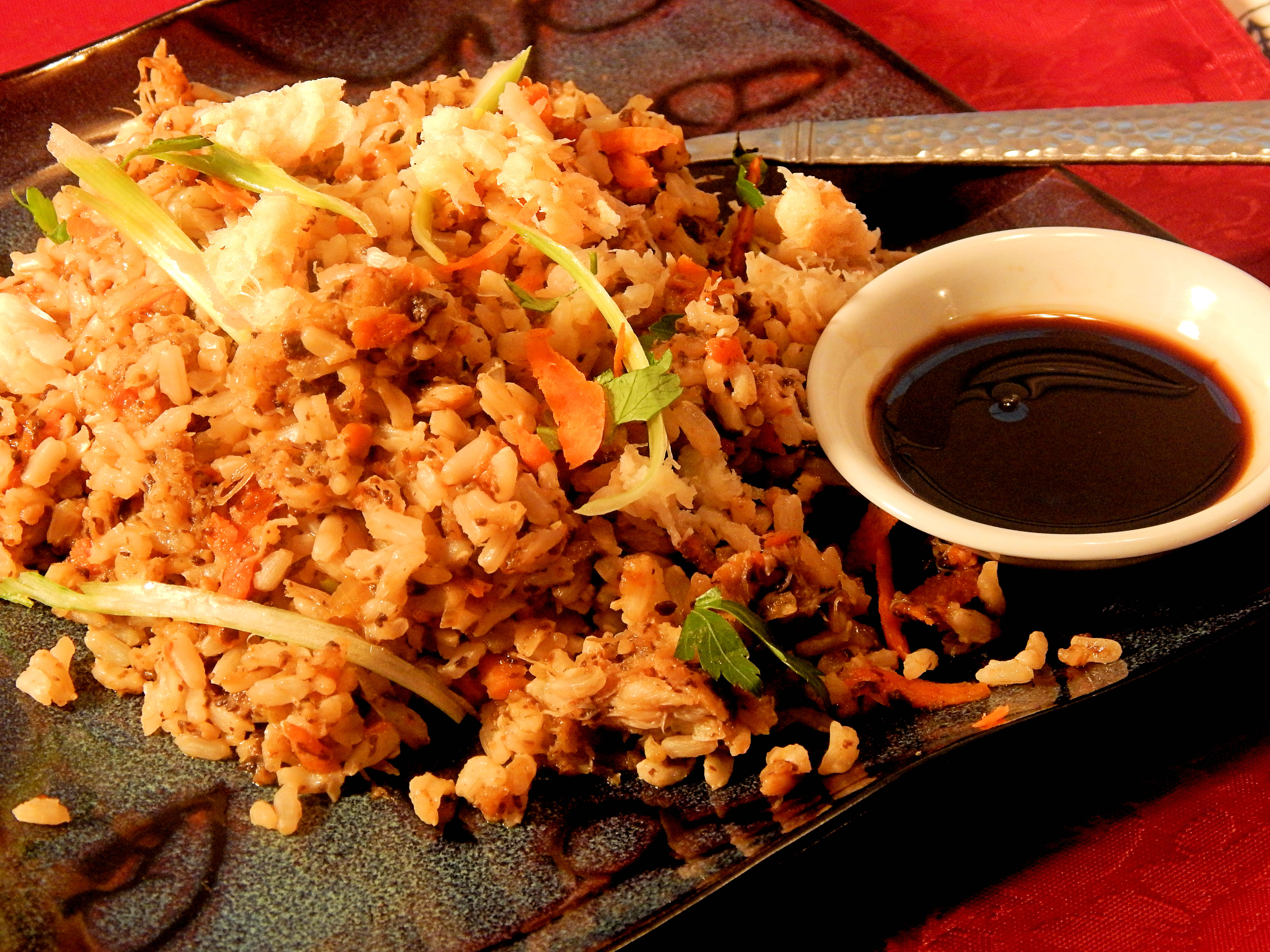 Japanese-Style Crab Fried Brown Rice