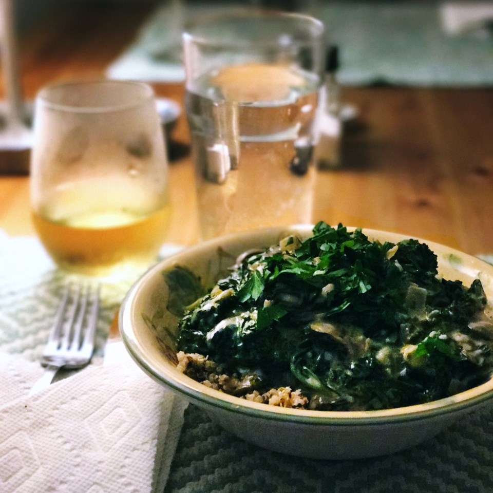 Kale and Mushroom Stroganoff with Quinoa