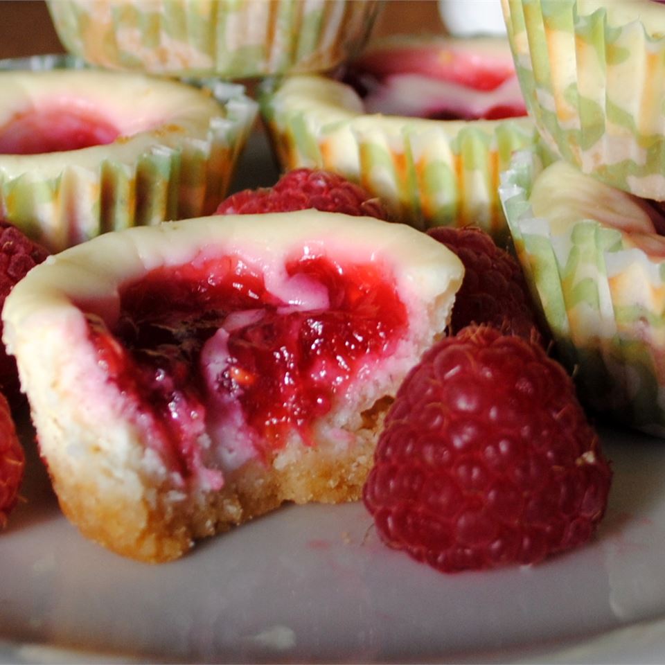 Key Lime Cheesecakes with Raspberry Swirls