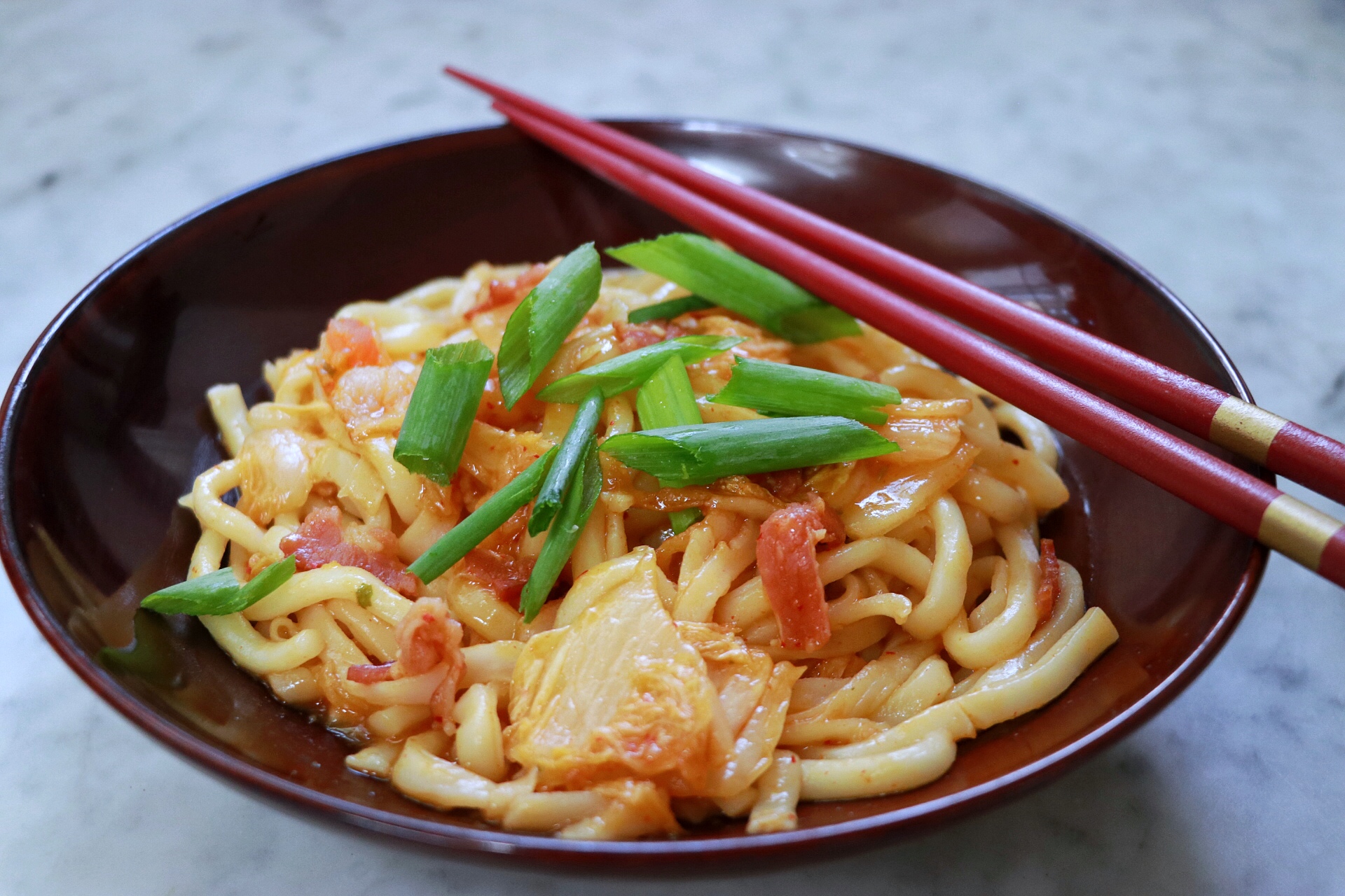 Kimchi Udon Noodle Stir-Fry