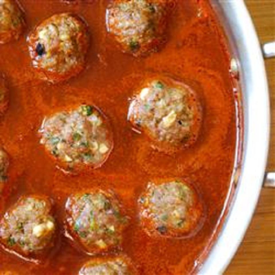 Lamb Meatballs Over Tandoori Naan