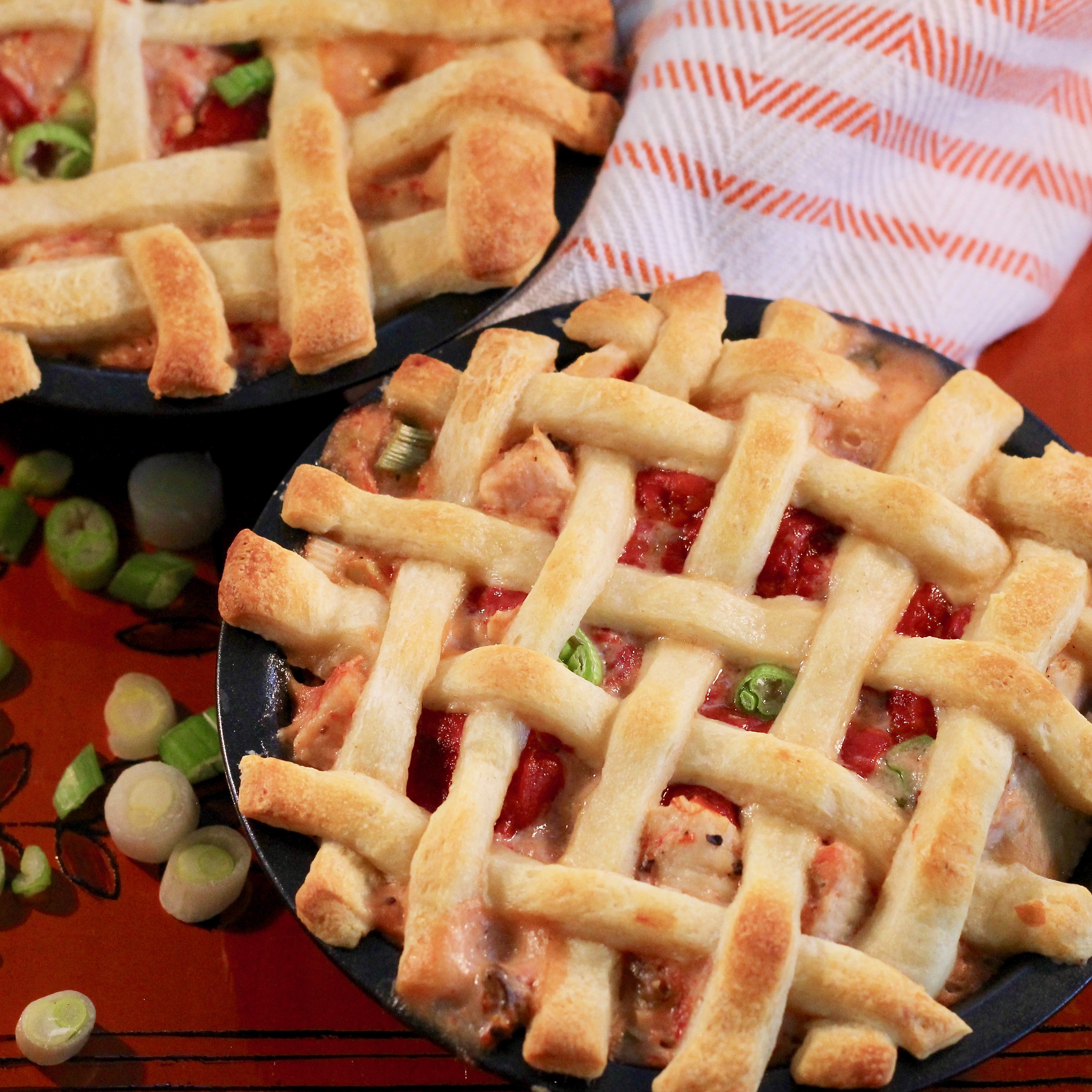 Lattice Chicken and Peppers Pie