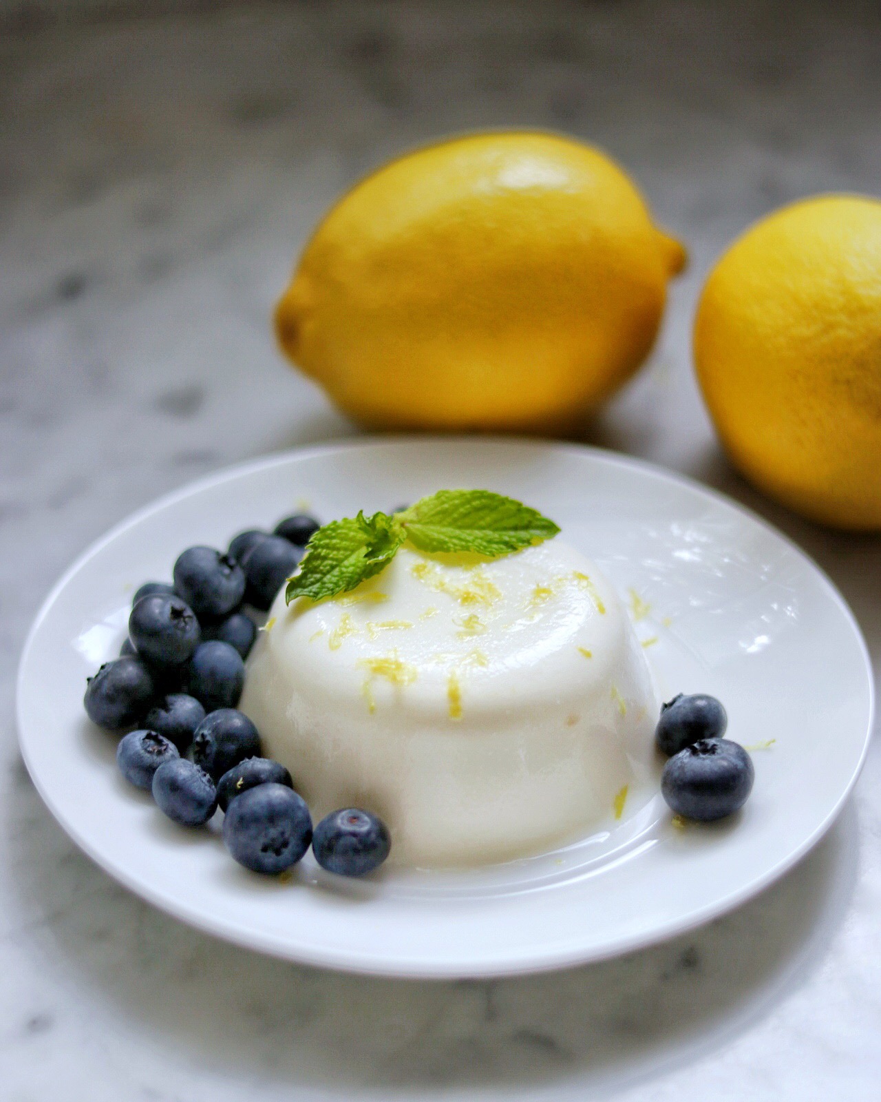 Lemon Panna Cotta with Blueberries