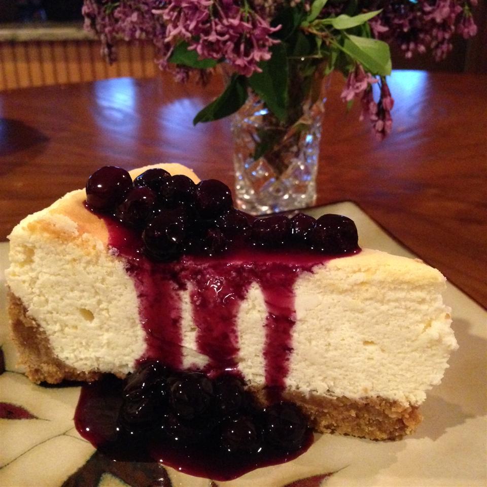 Lemon Souffle Cheesecake with Blueberry Topping