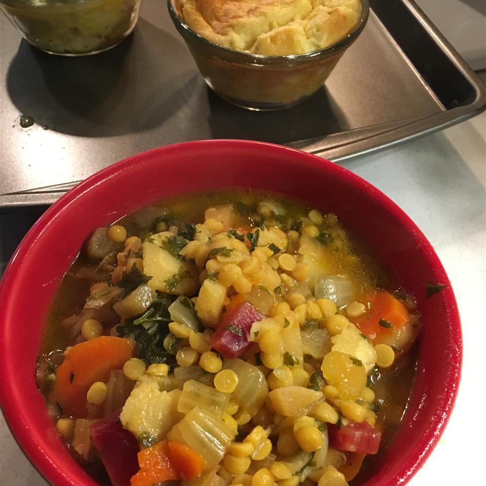 Lentil Soup with Golden Beets and Rutabaga