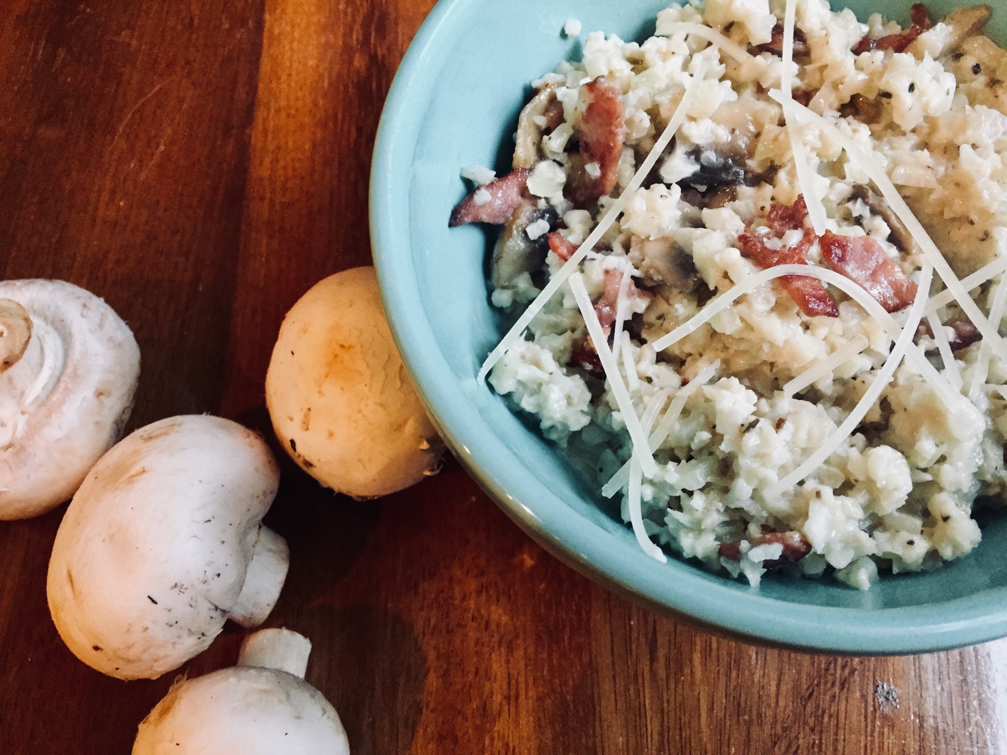 Low-Carb Grain-Free Bacon and Mushroom Risotto