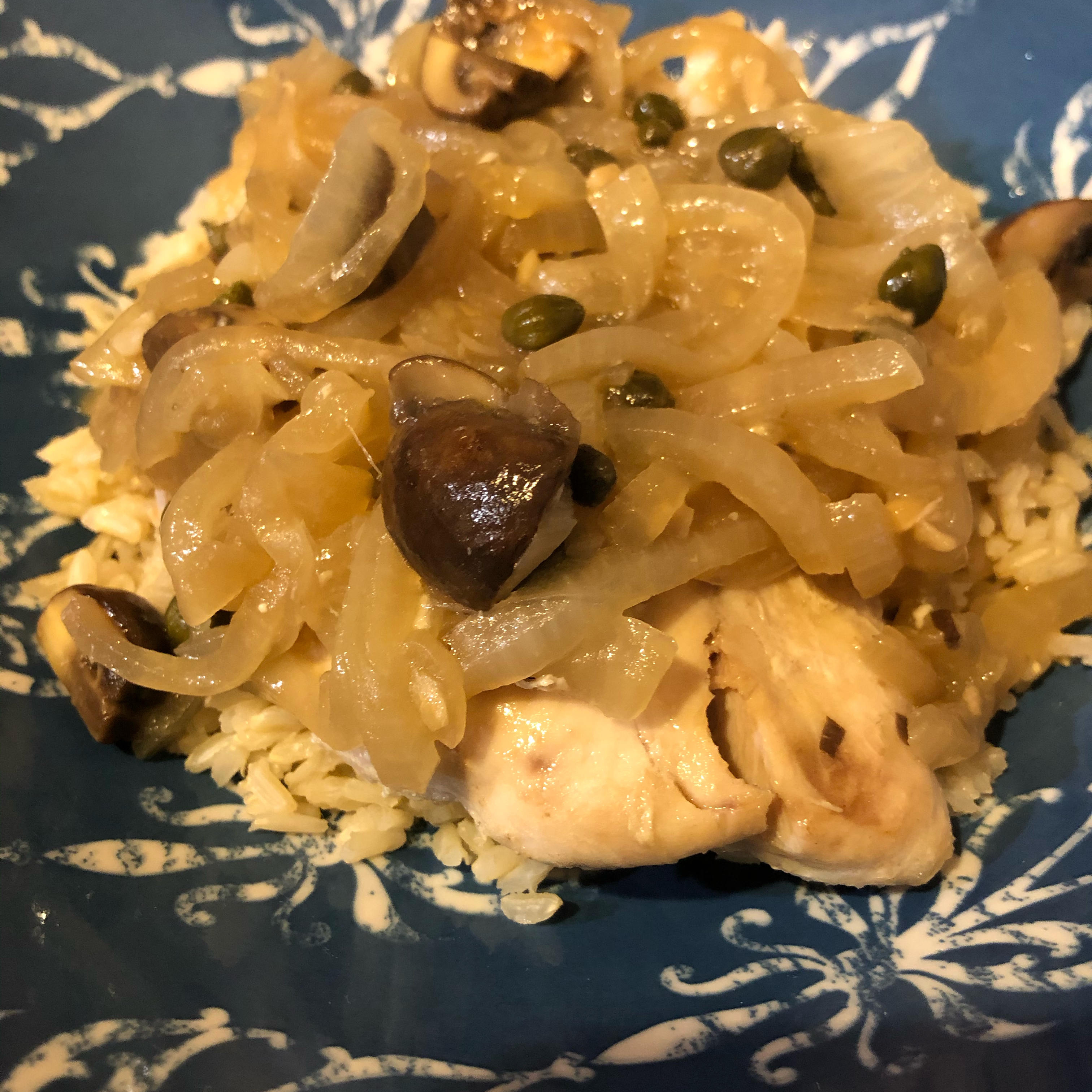 Mahi Mahi with Onions and Mushrooms