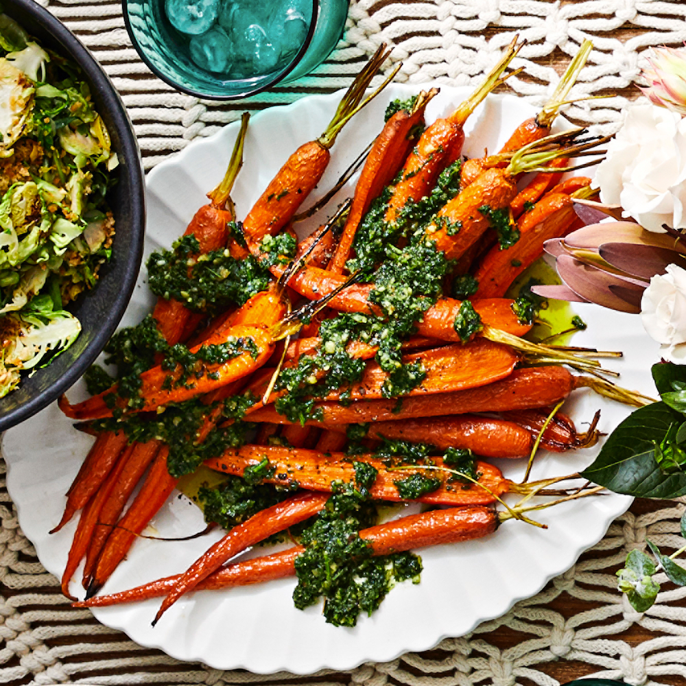 Maple-Roasted Carrots with Carrot-Top Pesto