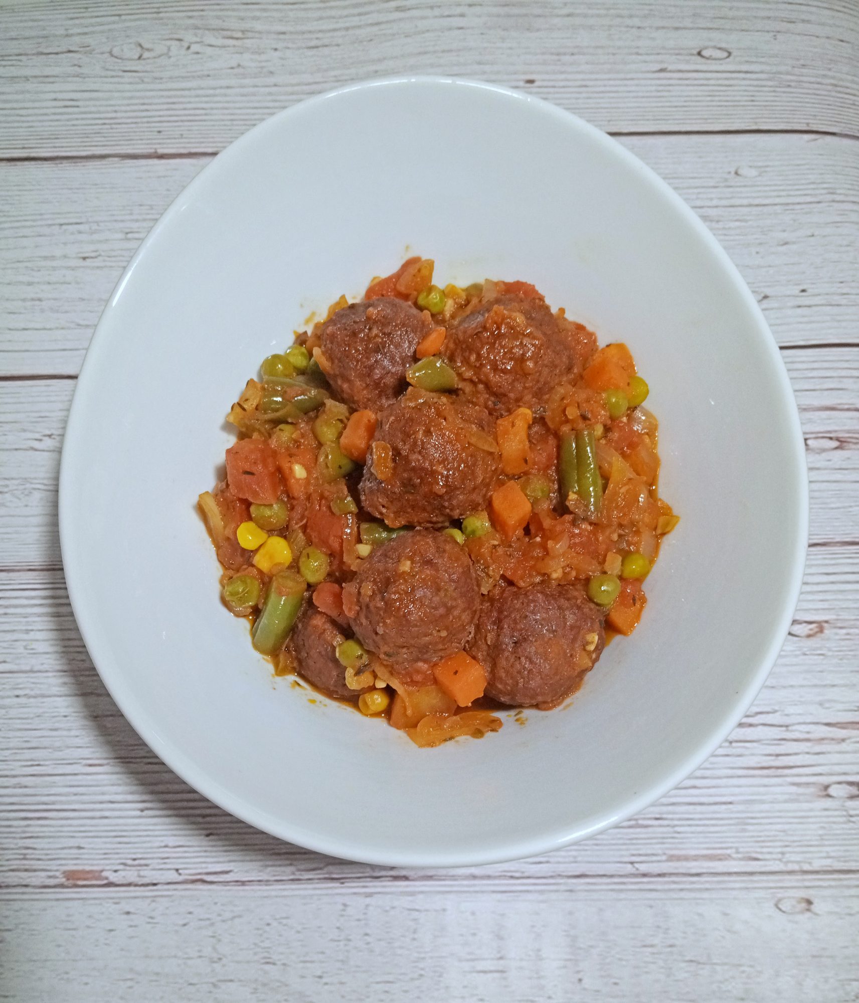 Meatless Meatballs with Vegetable Sauce