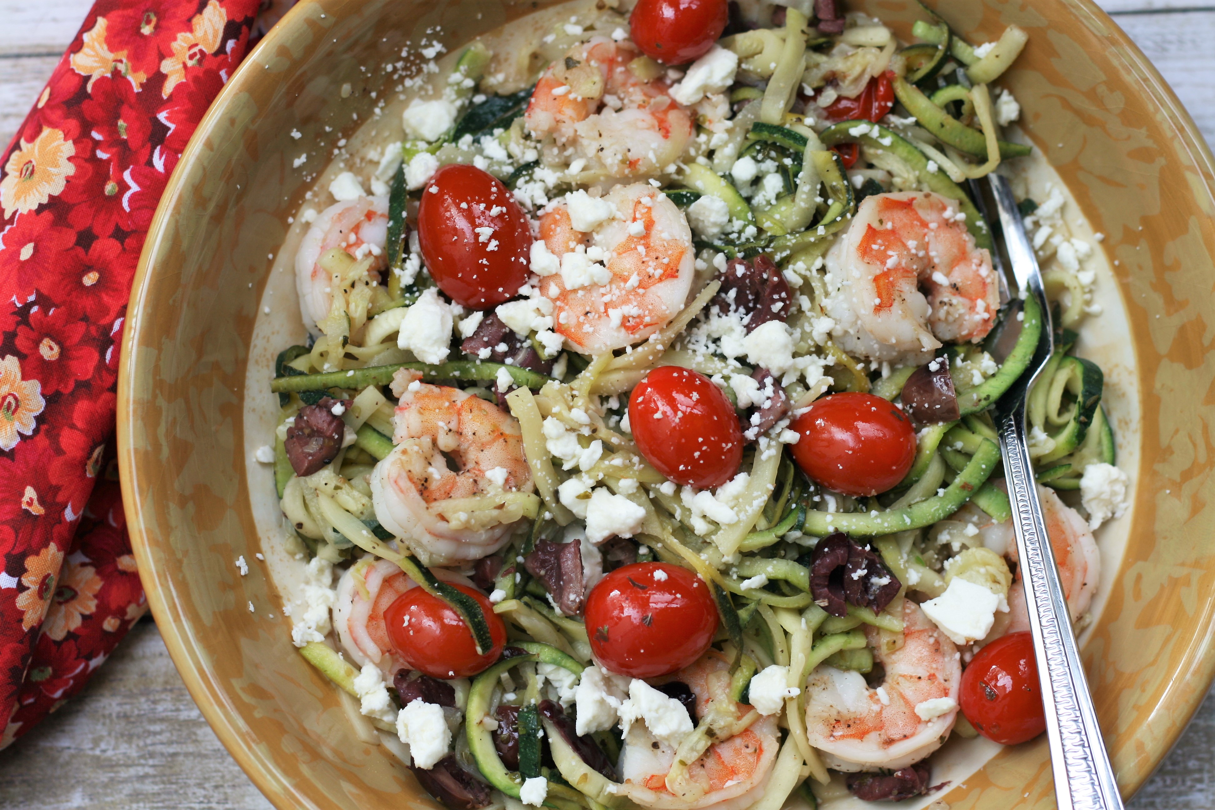 Mediterranean Zoodles with Shrimp