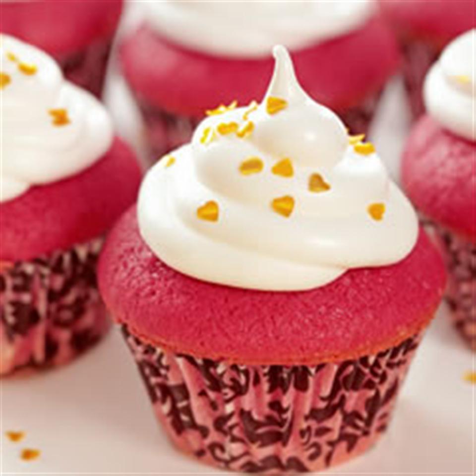 Mini Red Velvet Cupcakes with Italian Meringue Frosting