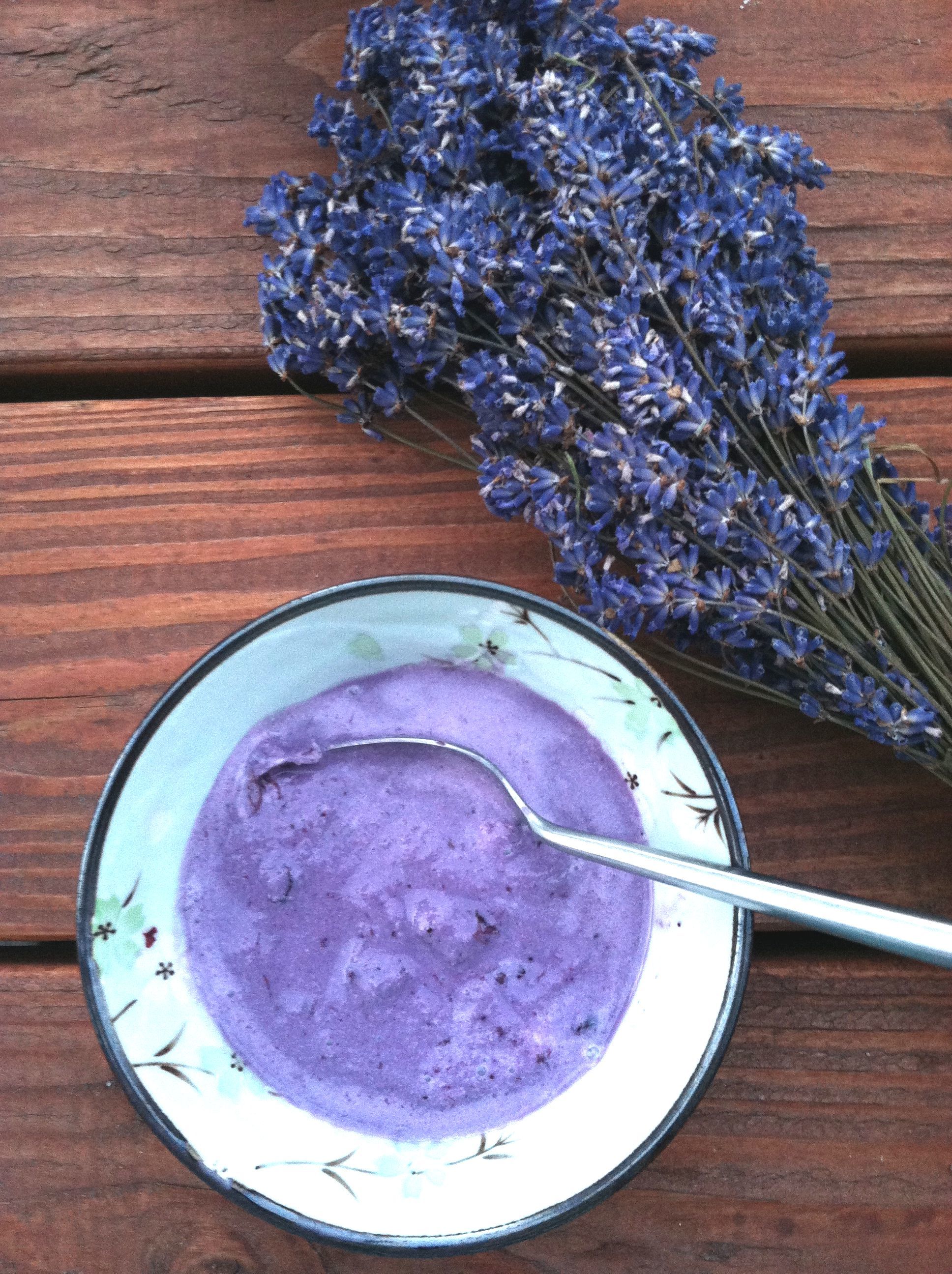No-Egg Blueberry and Lavender Ice Cream