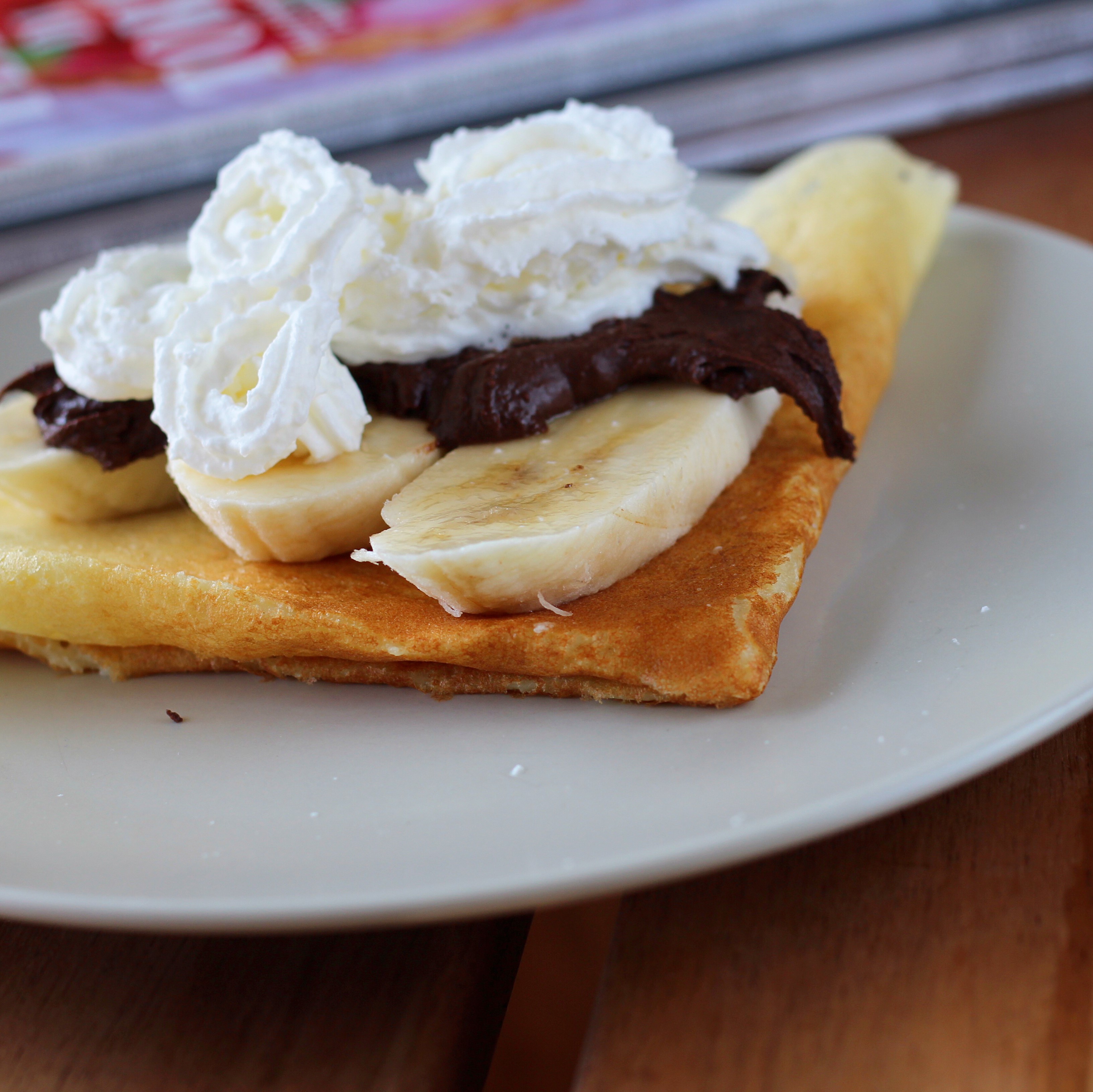 Nutella®, Banana, and Whipped Cream-Filled Crepes
