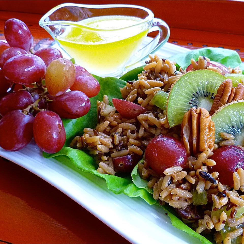 Nutty Wild Rice Salad with Kiwifruit and Red Grapes