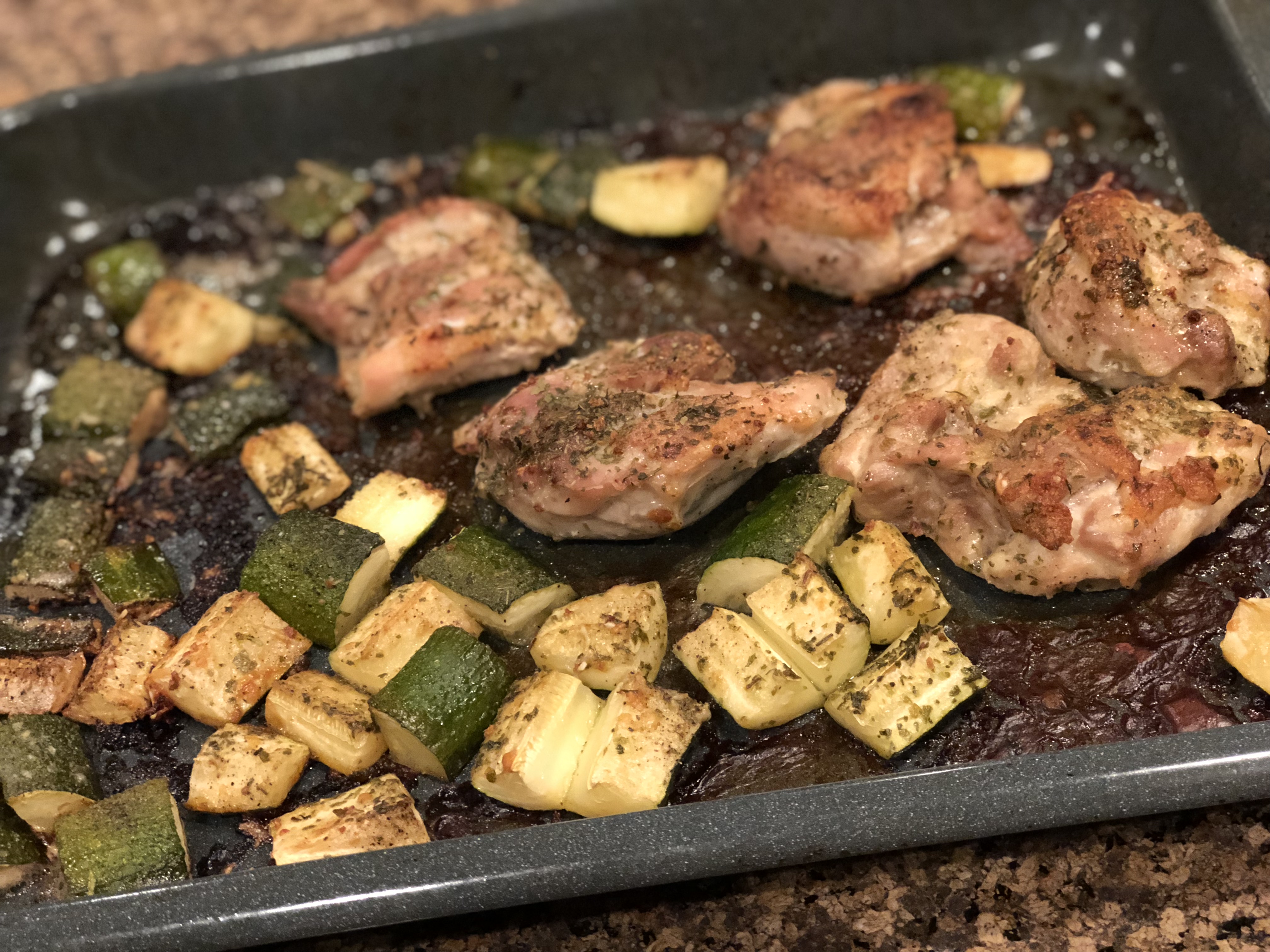 One-Pan Rosemary Chicken Thighs and Roasted Winter Vegetables for 2