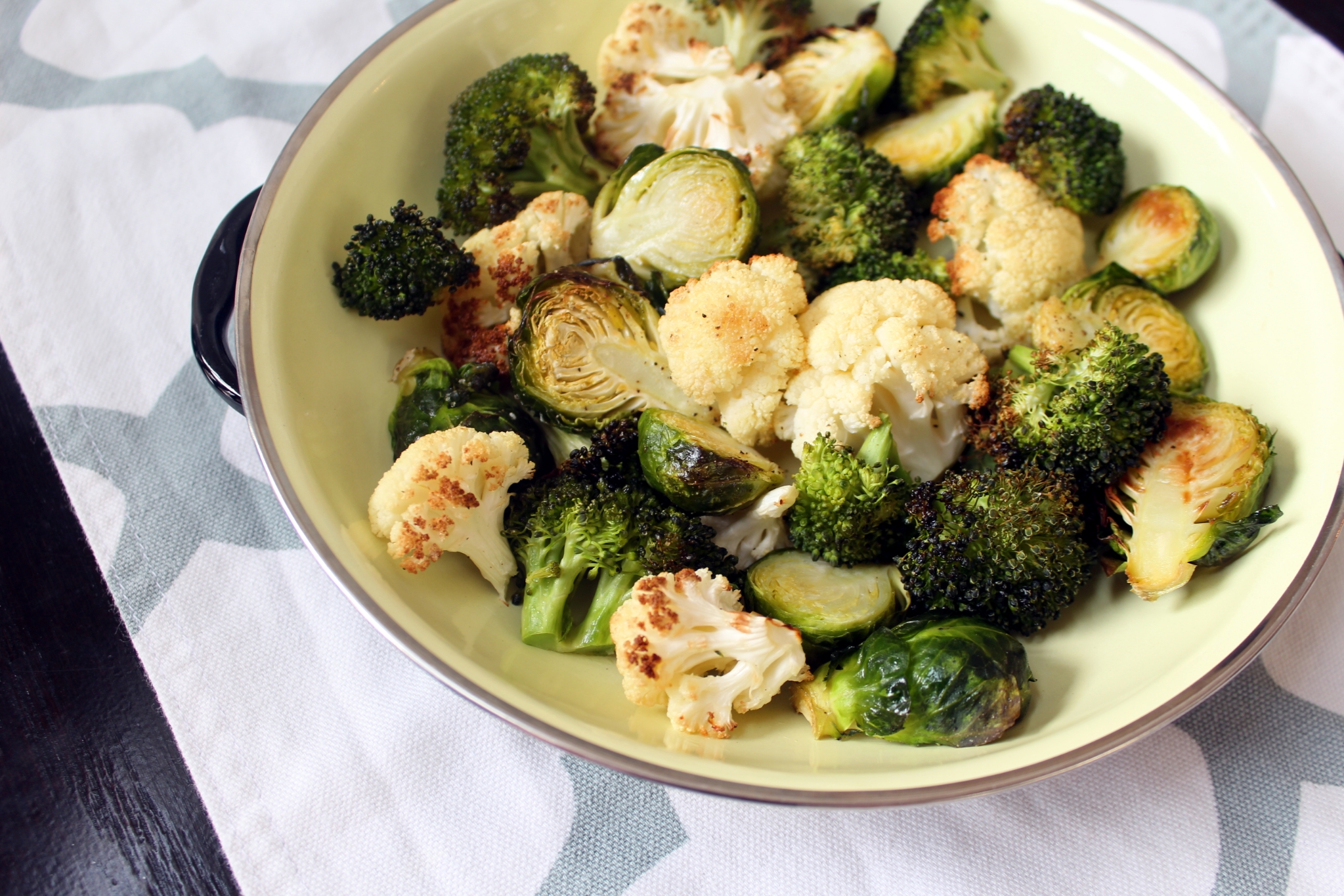 Oven-Roasted Cauliflower, Brussels, and Broccoli