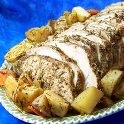 Oven-Roasted Pork Tenderloin with Roasted Potatoes and Vegetables