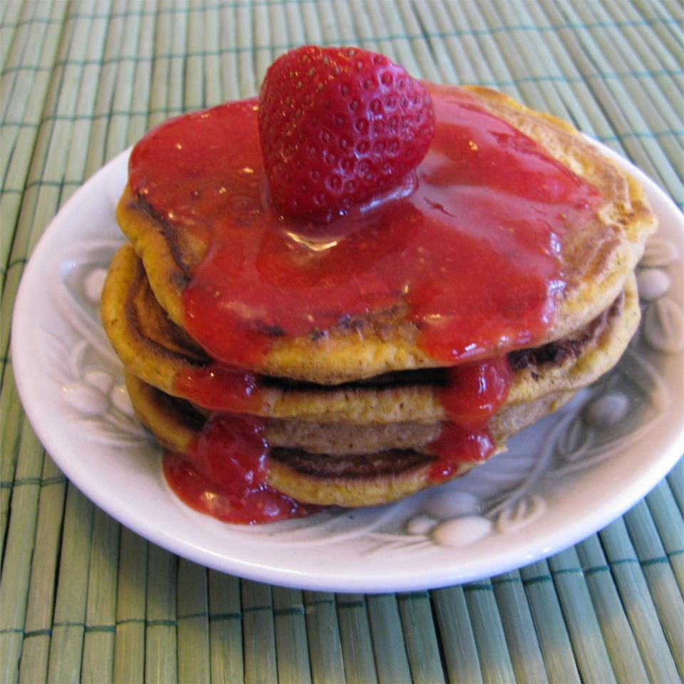 Paleo Pancakes with Pureed Strawberries