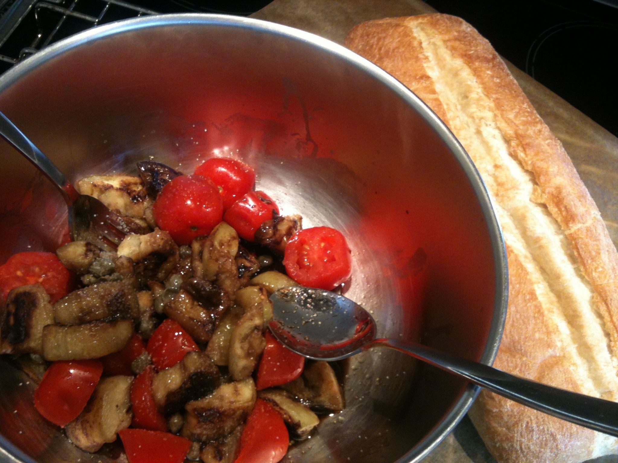Pan-fried Eggplant Salad with Tomatoes