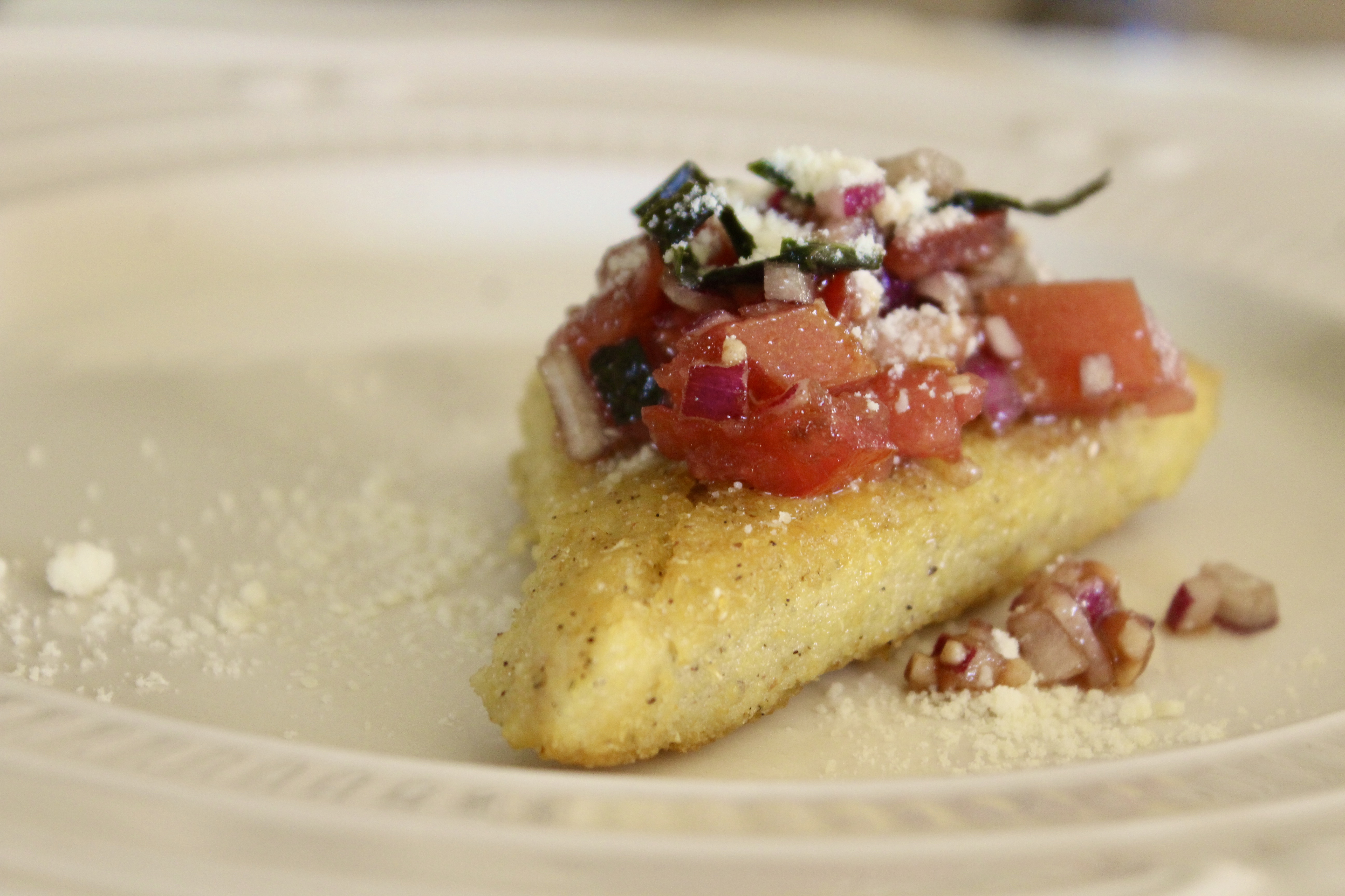 Pan-Fried Polenta with Bruschetta Topping
