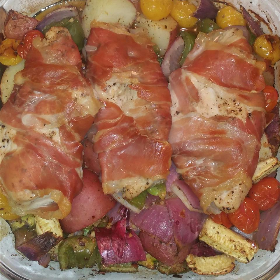 Parma Wrapped Chicken with Mediterranean Vegetables