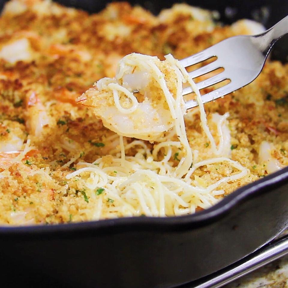Parmesan-Crusted Shrimp Scampi with Pasta