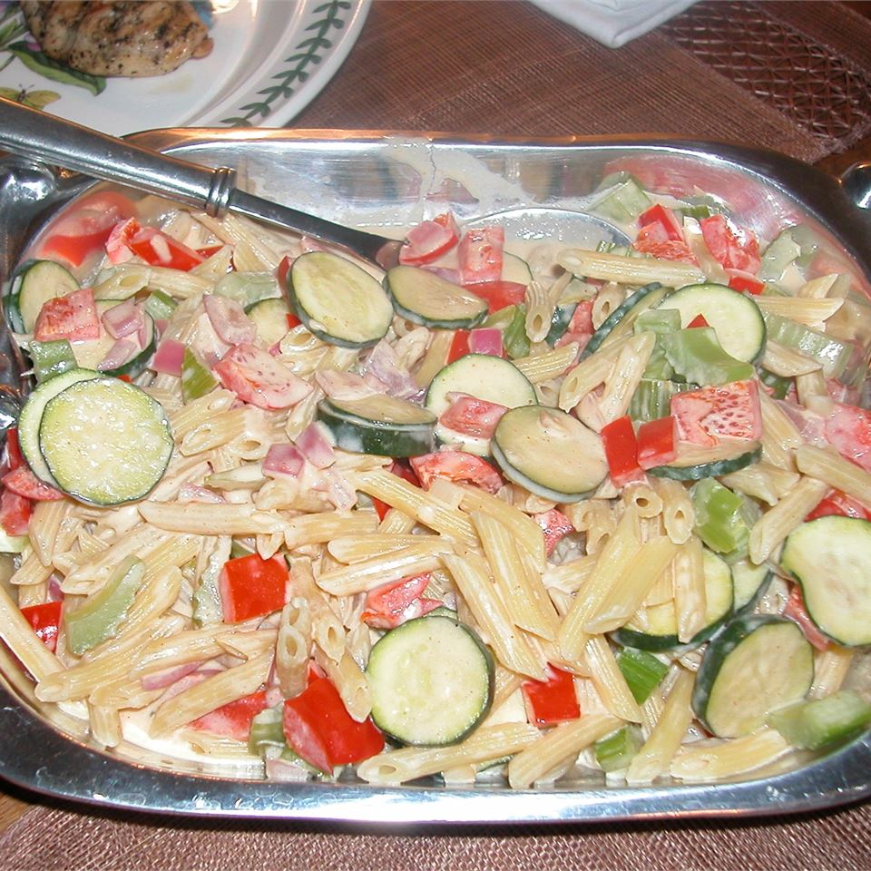 Pasta With Veggies In a Tahini and Yogurt Sauce