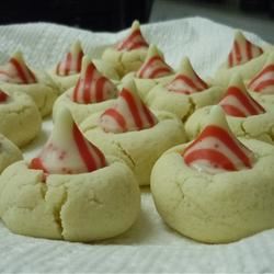 Peppermint Candy Cane Kiss Cookies