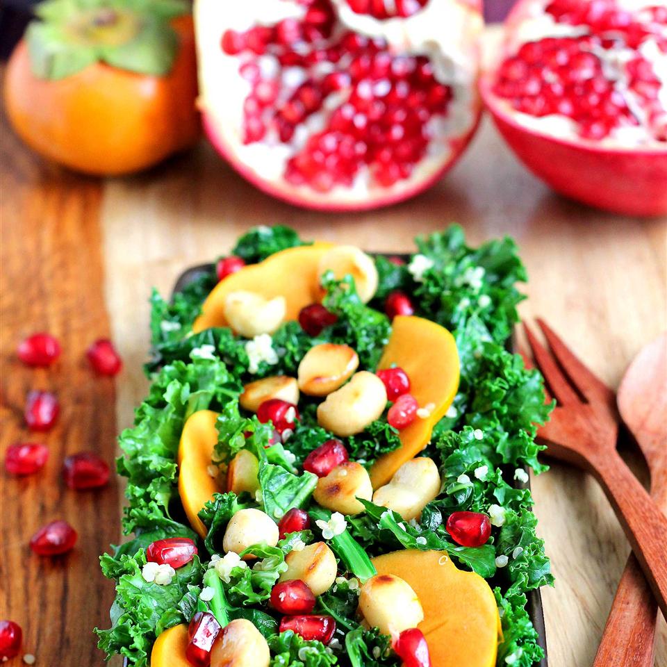Persimmon, Pomegranate, and Massaged Kale Salad