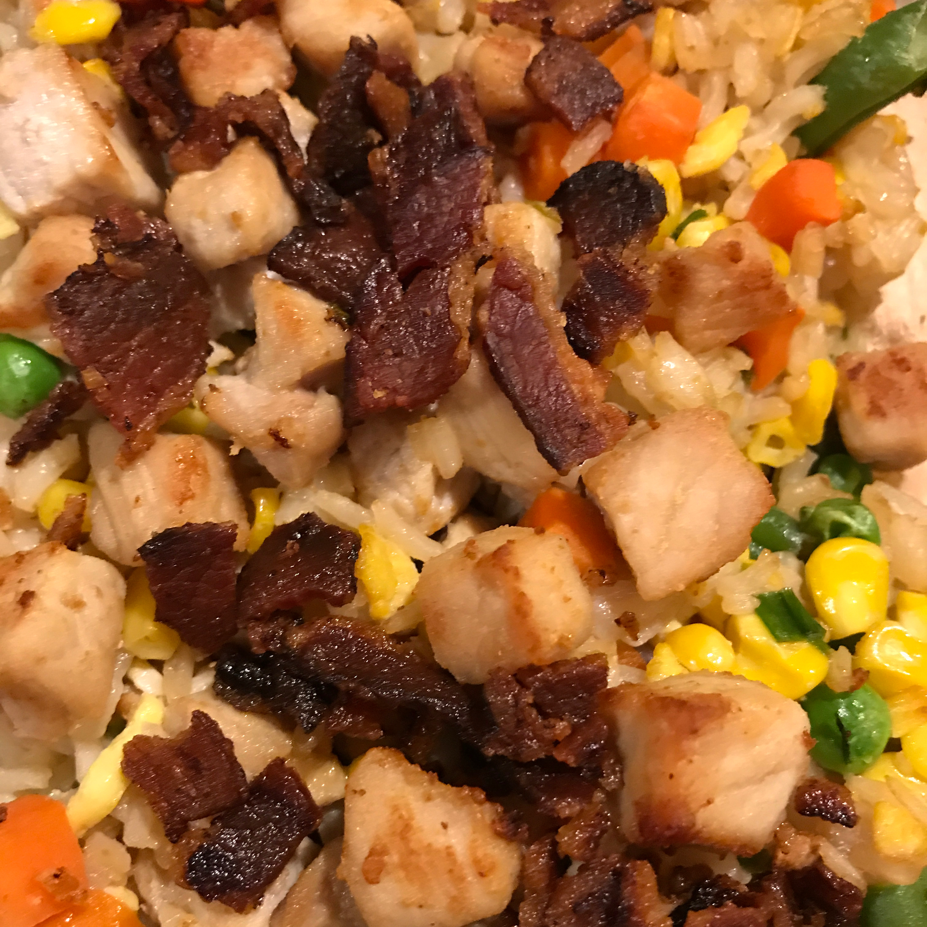 Pork With Fried Rice and Vegetable Casserole