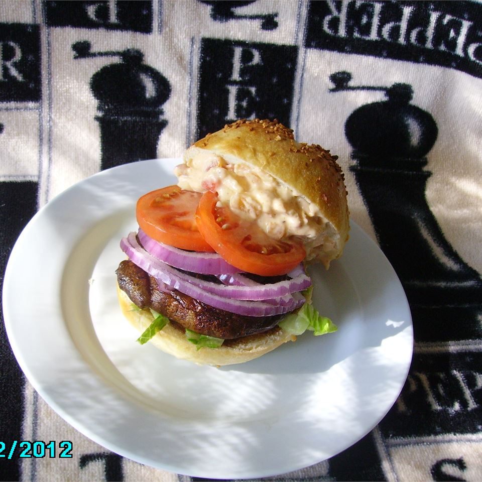 Portabella Mushroom Burgers with Red Pepper Mayonnaise