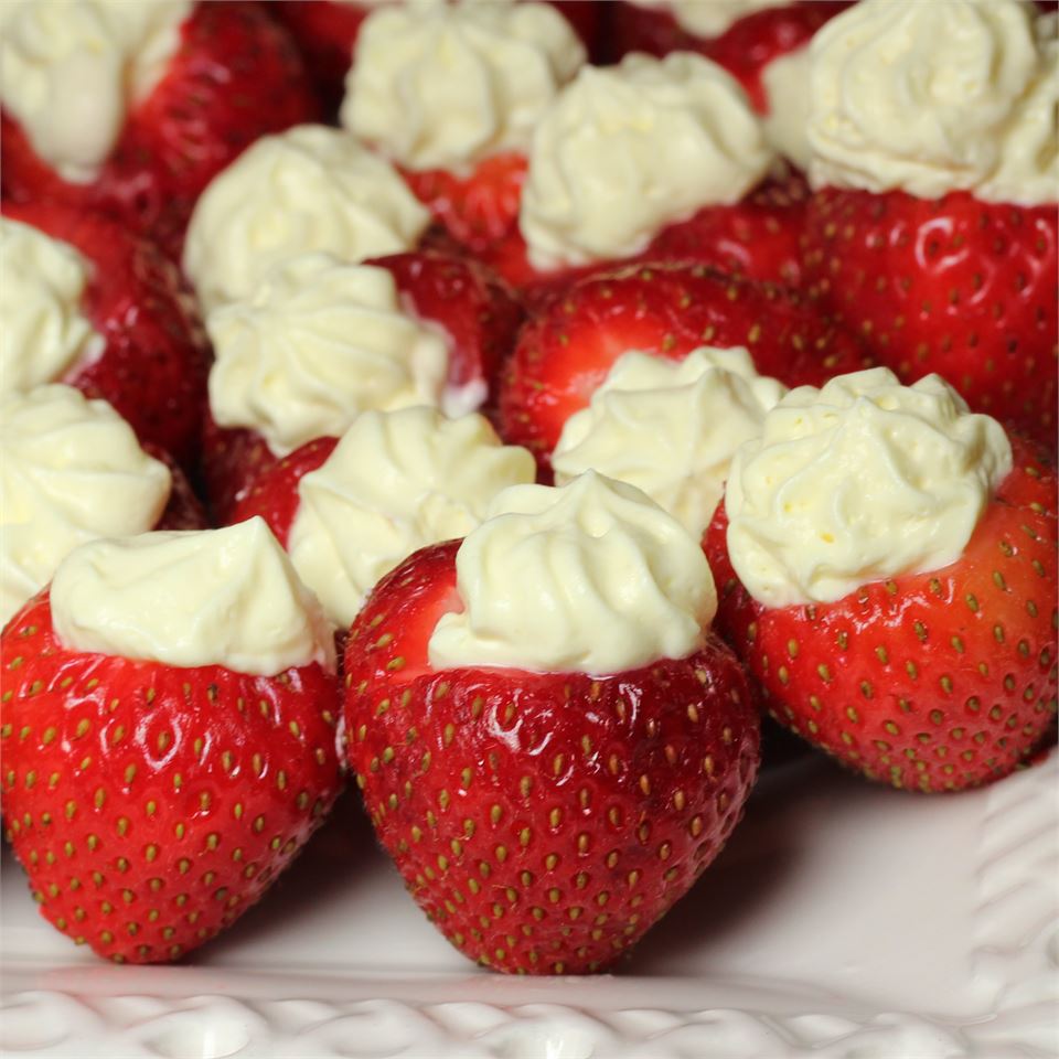 Pudding and Cream-Filled Strawberries